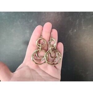Dangling Gold Tone Metal Pierced Earrings Vintage Costume Jewelry, READ